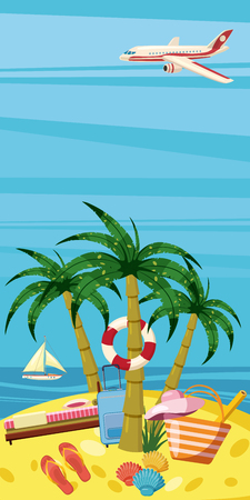 Sea rest banner vertical concept, cartoon styleのイラスト素材