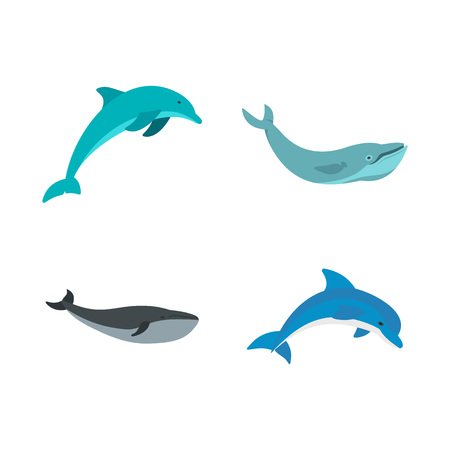Aqua mammal icon setのイラスト素材