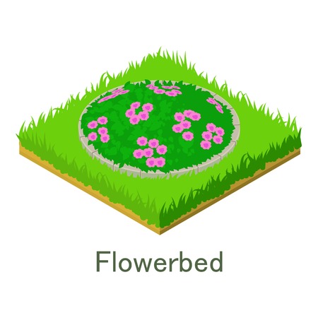 Flowerbed icon. Isometric illustration of flowerbed vector icon for web.のイラスト素材