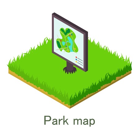 Park map icon, isometric style.のイラスト素材