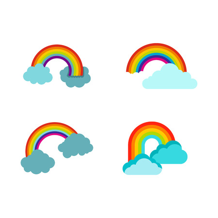 Rainbow icon set. Flat set of rainbow vector icons for web design isolated on white backgroundのイラスト素材