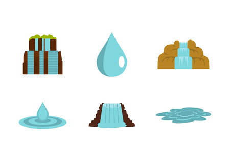 Water nature icon set, flat styleのイラスト素材