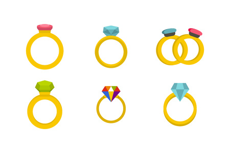 Ring icon set, flat styleのイラスト素材