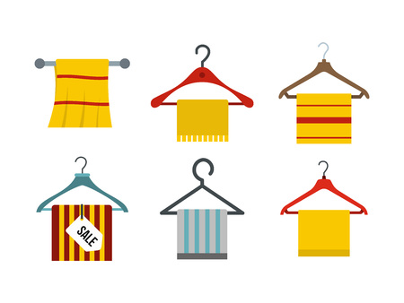 Towel icon set, flat styleのイラスト素材