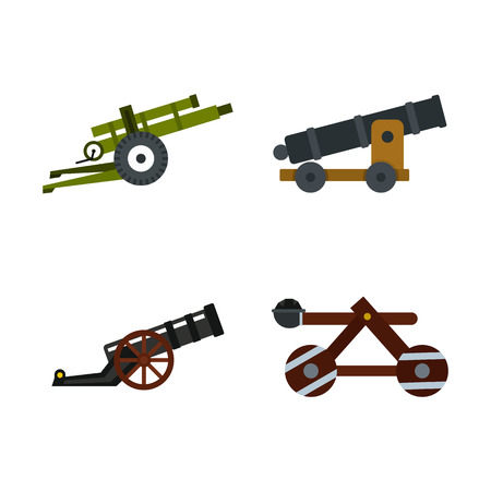 Assault machine icon set, flat styleのイラスト素材