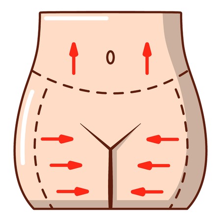 Hips liposuction icon. Cartoon illustration of hips liposuction vector icon for web.のイラスト素材