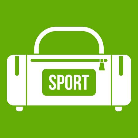 Large sports bag icon white isolated on green background. Vector illustrationのイラスト素材