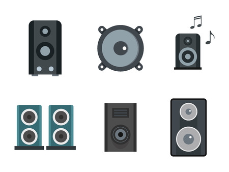 Speaker icon set, flat styleのイラスト素材