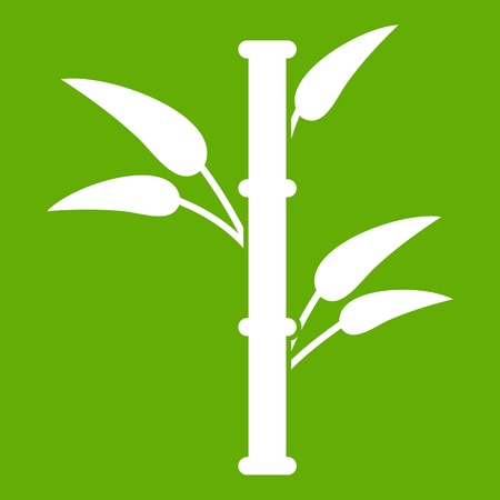 Bamboo icon white isolated on green background. Vector illustrationのイラスト素材