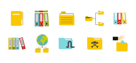 Folder icon set, flat style illustration.のイラスト素材