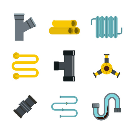 Pipe icon set, flat style illustration.のイラスト素材