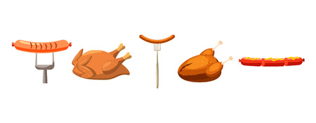 Meat food icon set. Cartoon set of meat food vector icons for web design isolated on white backgroundのイラスト素材