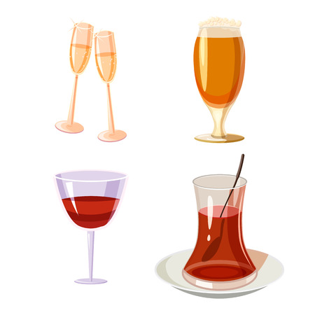 Glass icon set. Cartoon set of glass vector icons for web design isolated on white background.のイラスト素材