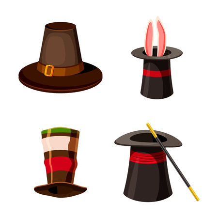 Top hat icon set, cartoon styleのイラスト素材