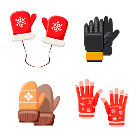 Winter gloves icon set, cartoon styleのイラスト素材