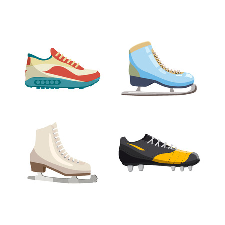 Sport shoes icon set, cartoon styleのイラスト素材
