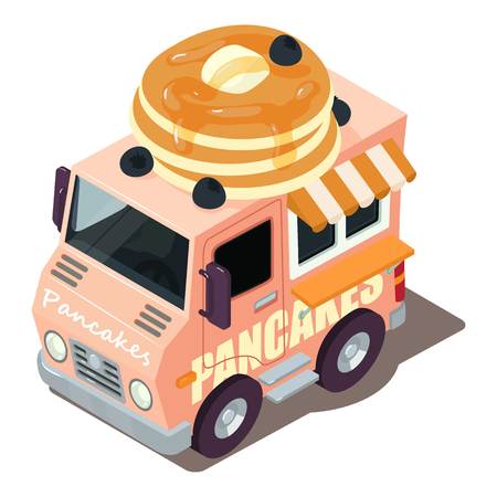 Pancakes machine icon. Isometric illustration of pancakes machine vector icon for webのイラスト素材
