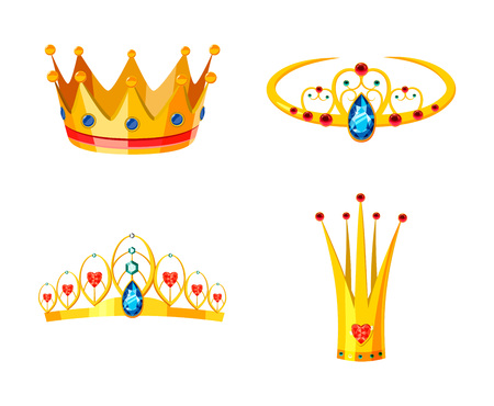 Crown icon set. Cartoon set of crown vector icons for web design isolated on white backgroundのイラスト素材