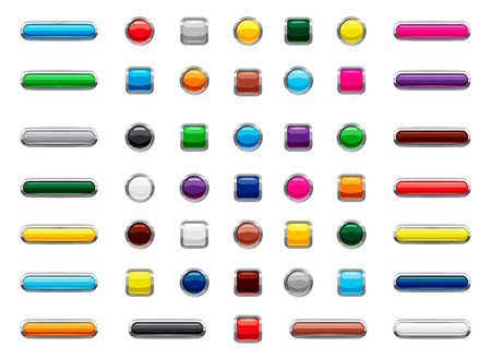 Web button icon set. Cartoon set of web button vector icons for web design isolated on white backgroundのイラスト素材