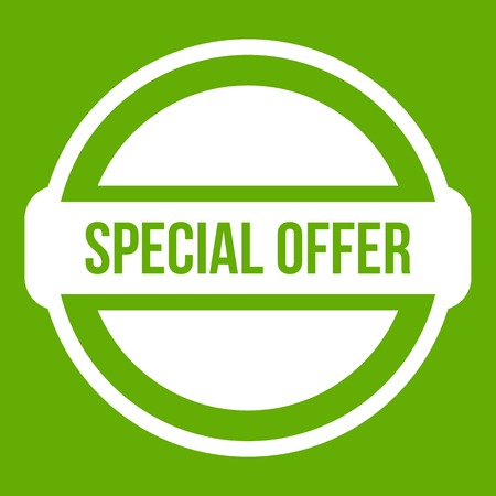 Special offer circle icon white isolated on green background. Vector illustrationのイラスト素材