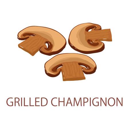 Grilled champignon icon, isometric styleのイラスト素材