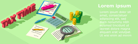 Tax time concept banner design, isometric styleのイラスト素材