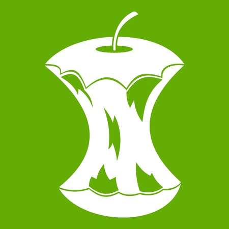Apple core icon on green backgroundのイラスト素材