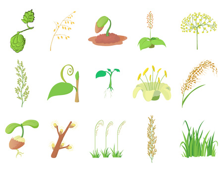 Plant icon set, cartoon styleのイラスト素材