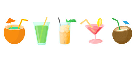 Cocktail icon set. Cartoon set of cocktail vector icons for web design isolated on white backgroundのイラスト素材