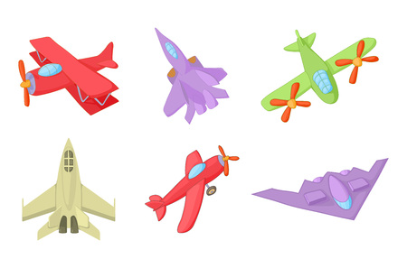 Plane icon set. Cartoon set of plane vector icons for web design isolated on white background.のイラスト素材