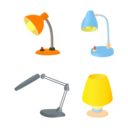 Desktop lamp icon set. Cartoon set of desktop lamp vector icons for web design isolated on white backgroundのイラスト素材