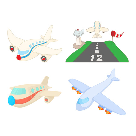 Airbus icon set. Cartoon set of airbus vector icons for web design isolated on white backgroundのイラスト素材