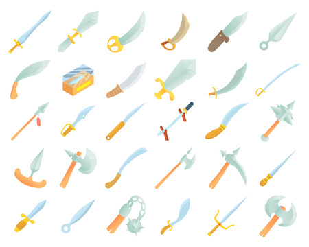 Sword icon set, cartoon styleのイラスト素材