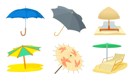 Umbrella icon set. Cartoon set of umbrella vector icons for web design isolated on white backgroundのイラスト素材