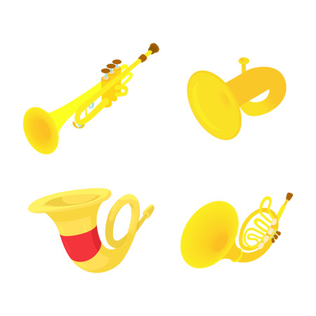 Trumpet icon set. Cartoon set of trumpet vector icons for web design isolated on white background.のイラスト素材