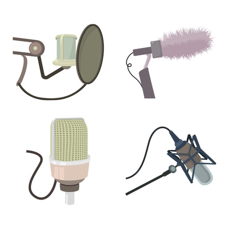 Studio microphone icon set. Cartoon set of studio microphone vector icons for web design isolated on white background.のイラスト素材