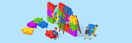 Building business banner, flat style.のイラスト素材