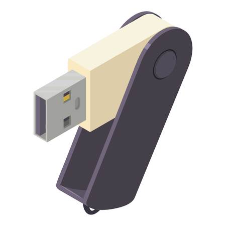 Isometric illustration of portable flash drive vector icon for web.のイラスト素材
