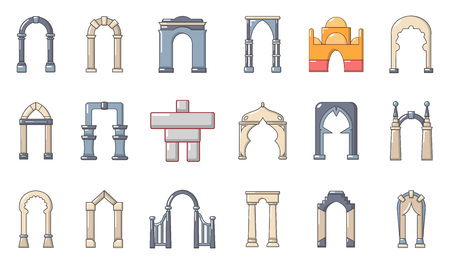 Arch icon set, cartoon styleのイラスト素材
