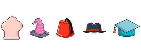 Hat icon set, cartoon styleのイラスト素材
