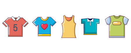 Tshirt icon set, cartoon styleのイラスト素材
