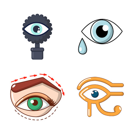 Eyes icon set, cartoon styleのイラスト素材