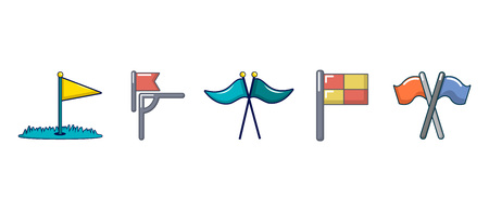 Sport flag icon set, cartoon styleのイラスト素材