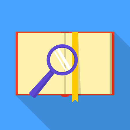 Book on magnifier icon, flat style.のイラスト素材