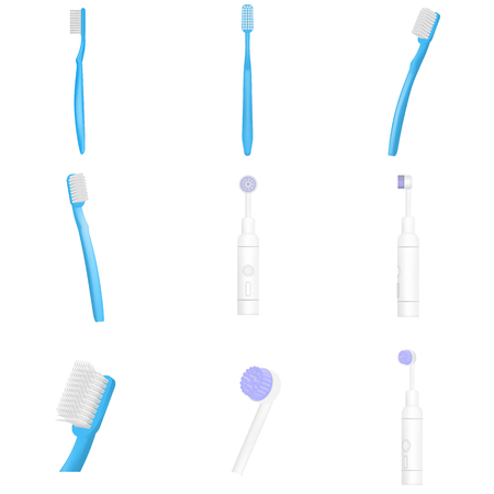 Toothbrush dental mock up set, realistic style.のイラスト素材