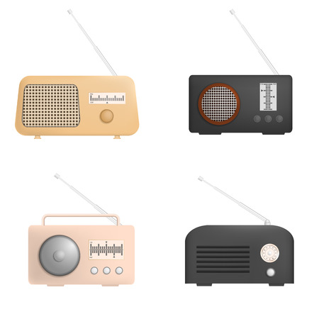 Radio music old device set, realistic styleのイラスト素材
