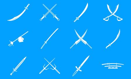 Sword icon blue set vector designのイラスト素材