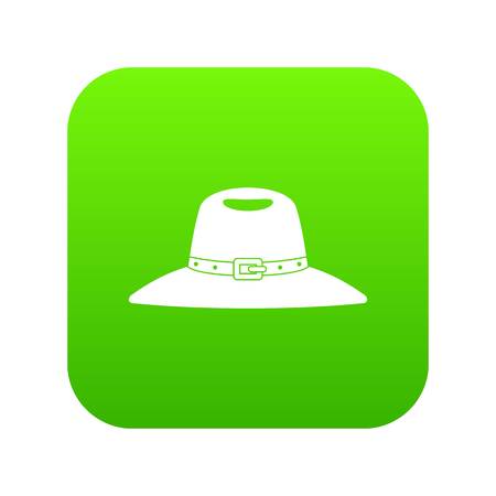 Hat icon in green square on white background, vector illustration.のイラスト素材