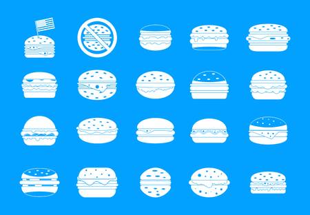 Hamburger icon set on blue background, vector illustration.のイラスト素材