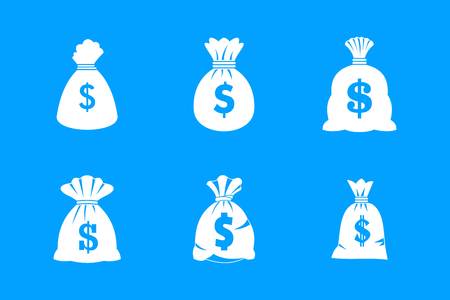 Money bag icon blue set vector designのイラスト素材